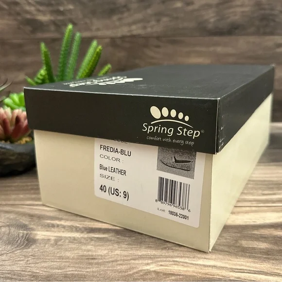 NIB Spring Step Fredia Laser Cut Leather Moc Moccasin Flats Loafer Blue - Picture 14 of 14